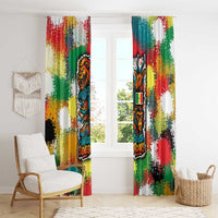 Senegal Window Curtain with Colorful Wildlife Graffiti and Nature Rises Roars Design - Wonder Print Shop