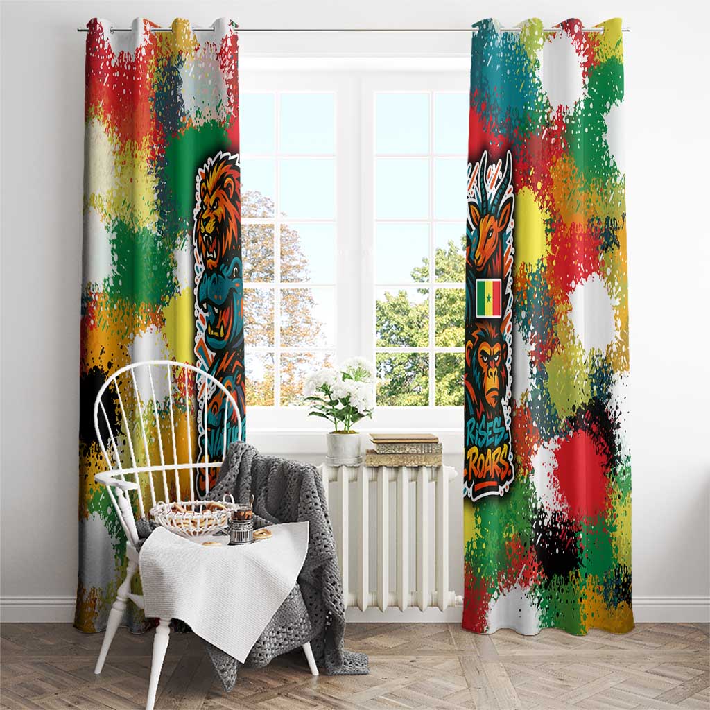 Senegal Window Curtain with Colorful Wildlife Graffiti and Nature Rises Roars Design - Wonder Print Shop