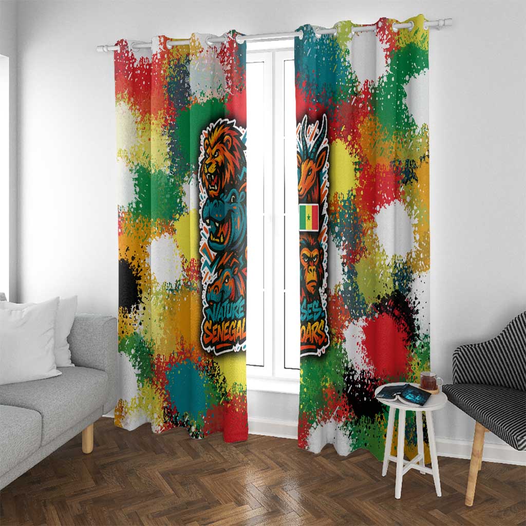 Senegal Window Curtain with Colorful Wildlife Graffiti and Nature Rises Roars Design - Wonder Print Shop