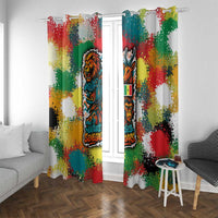 Senegal Window Curtain with Colorful Wildlife Graffiti and Nature Rises Roars Design - Wonder Print Shop