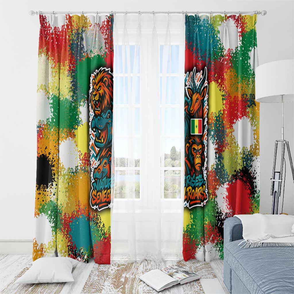 Senegal Window Curtain with Colorful Wildlife Graffiti and Nature Rises Roars Design - Wonder Print Shop