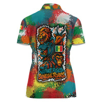Senegal Women Polo Shirt with Colorful Wildlife Graffiti and Nature Rises Roars Design - Wonder Print Shop