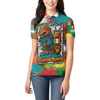 Senegal Women Polo Shirt with Colorful Wildlife Graffiti and Nature Rises Roars Design - Wonder Print Shop