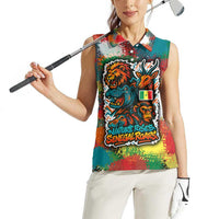 Senegal Women Sleeveless Polo Shirt with Colorful Wildlife Graffiti and Nature Rises Roars Design - Wonder Print Shop