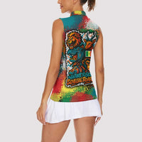 Senegal Women Sleeveless Polo Shirt with Colorful Wildlife Graffiti and Nature Rises Roars Design - Wonder Print Shop