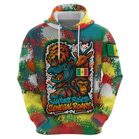 Senegal Zip Hoodie with Colorful Wildlife Graffiti and Nature Rises Roars Design - Wonder Print Shop