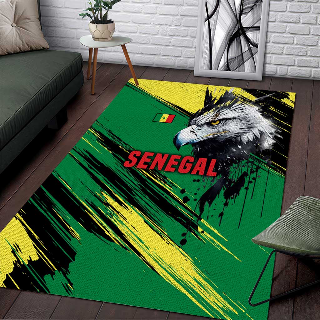 Senegal Area Rug with Bold Eagle Graphic and Brushstroke Flag Colors Design - Wonder Print Shop