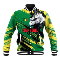 Senegal Baseball Jacket with Bold Eagle Graphic and Brushstroke Flag Colors Design - Wonder Print Shop