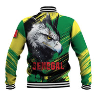 Senegal Baseball Jacket with Bold Eagle Graphic and Brushstroke Flag Colors Design - Wonder Print Shop