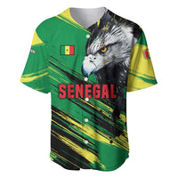 Senegal Baseball Jersey with Bold Eagle Graphic and Brushstroke Flag Colors Design - Wonder Print Shop