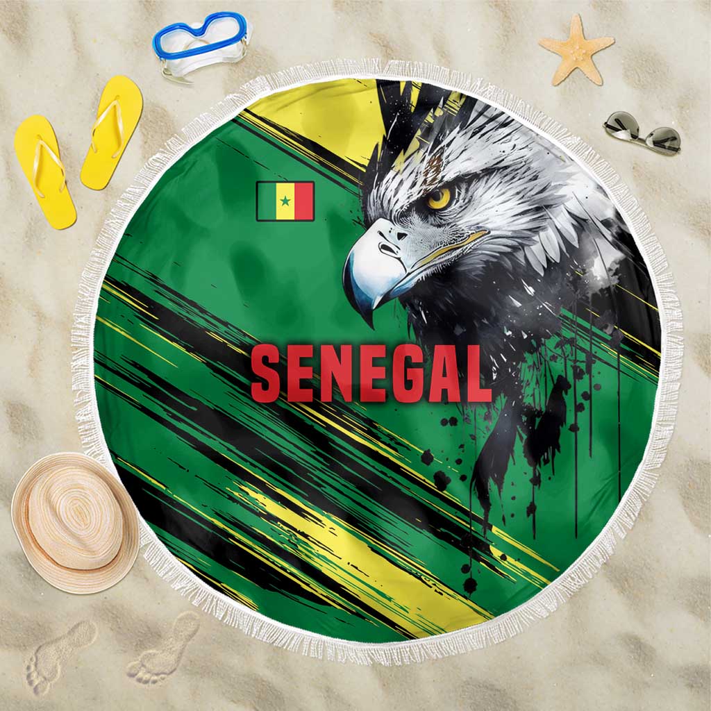 Senegal Beach Blanket with Bold Eagle Graphic and Brushstroke Flag Colors Design - Wonder Print Shop