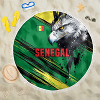 Senegal Beach Blanket with Bold Eagle Graphic and Brushstroke Flag Colors Design - Wonder Print Shop
