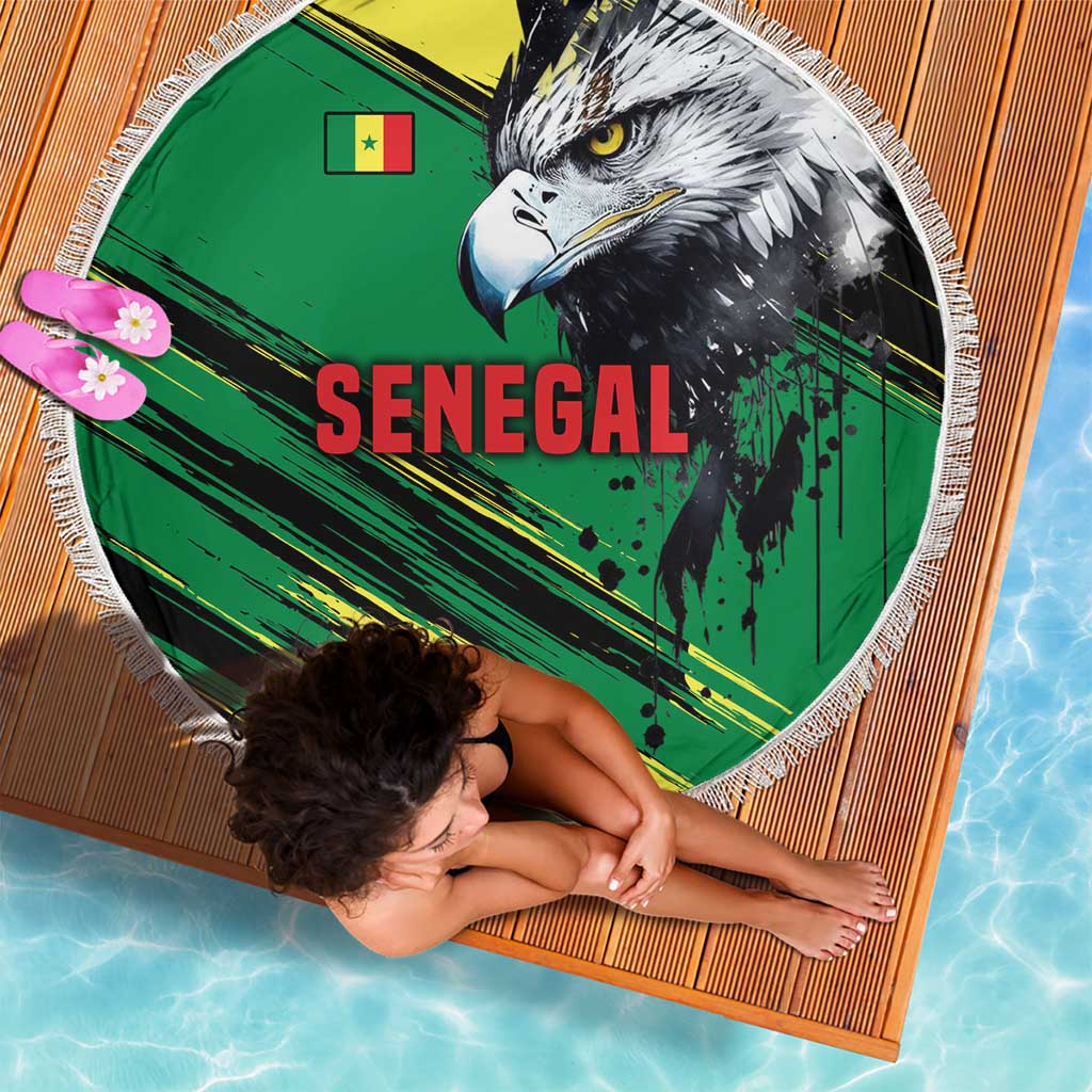 Senegal Beach Blanket with Bold Eagle Graphic and Brushstroke Flag Colors Design - Wonder Print Shop