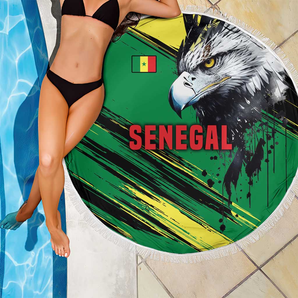 Senegal Beach Blanket with Bold Eagle Graphic and Brushstroke Flag Colors Design - Wonder Print Shop