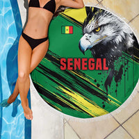 Senegal Beach Blanket with Bold Eagle Graphic and Brushstroke Flag Colors Design - Wonder Print Shop