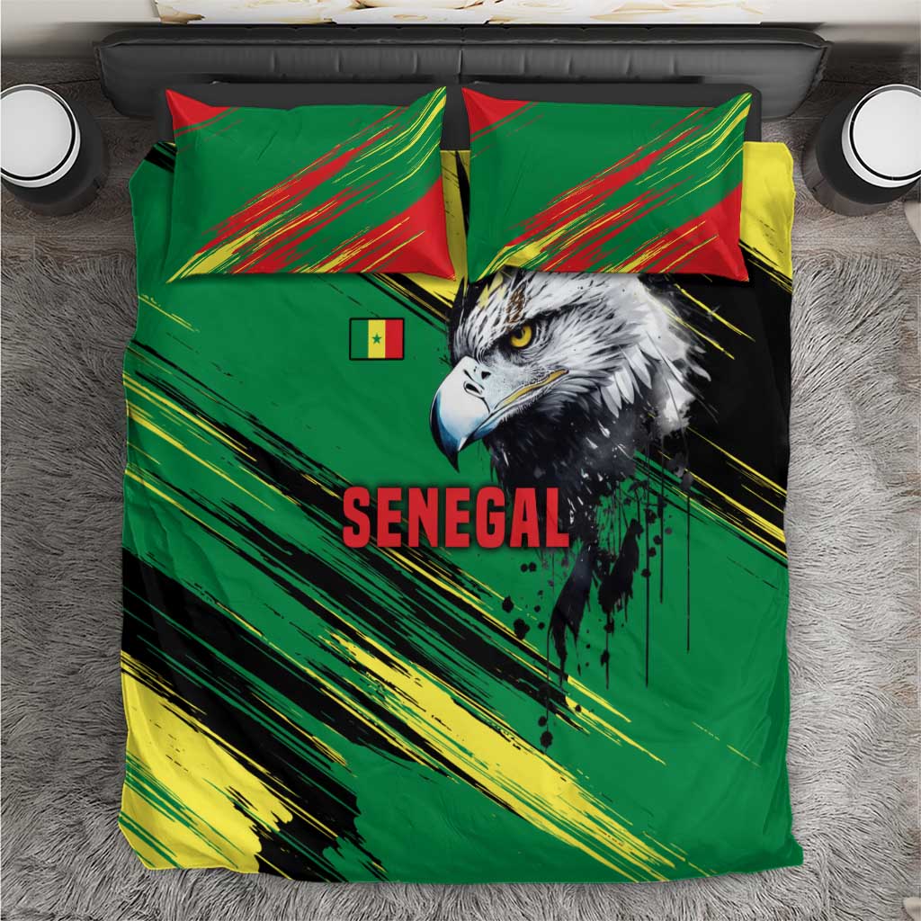 Senegal Bedding Set with Bold Eagle Graphic and Brushstroke Flag Colors Design - Wonder Print Shop