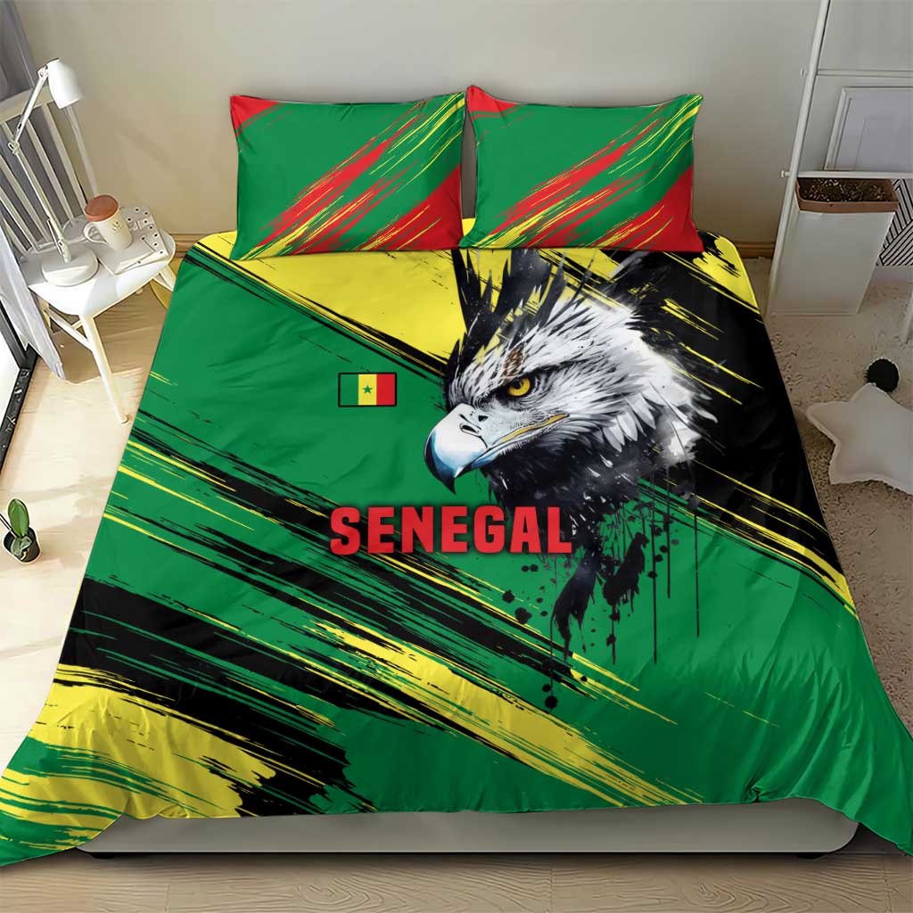 Senegal Bedding Set with Bold Eagle Graphic and Brushstroke Flag Colors Design - Wonder Print Shop