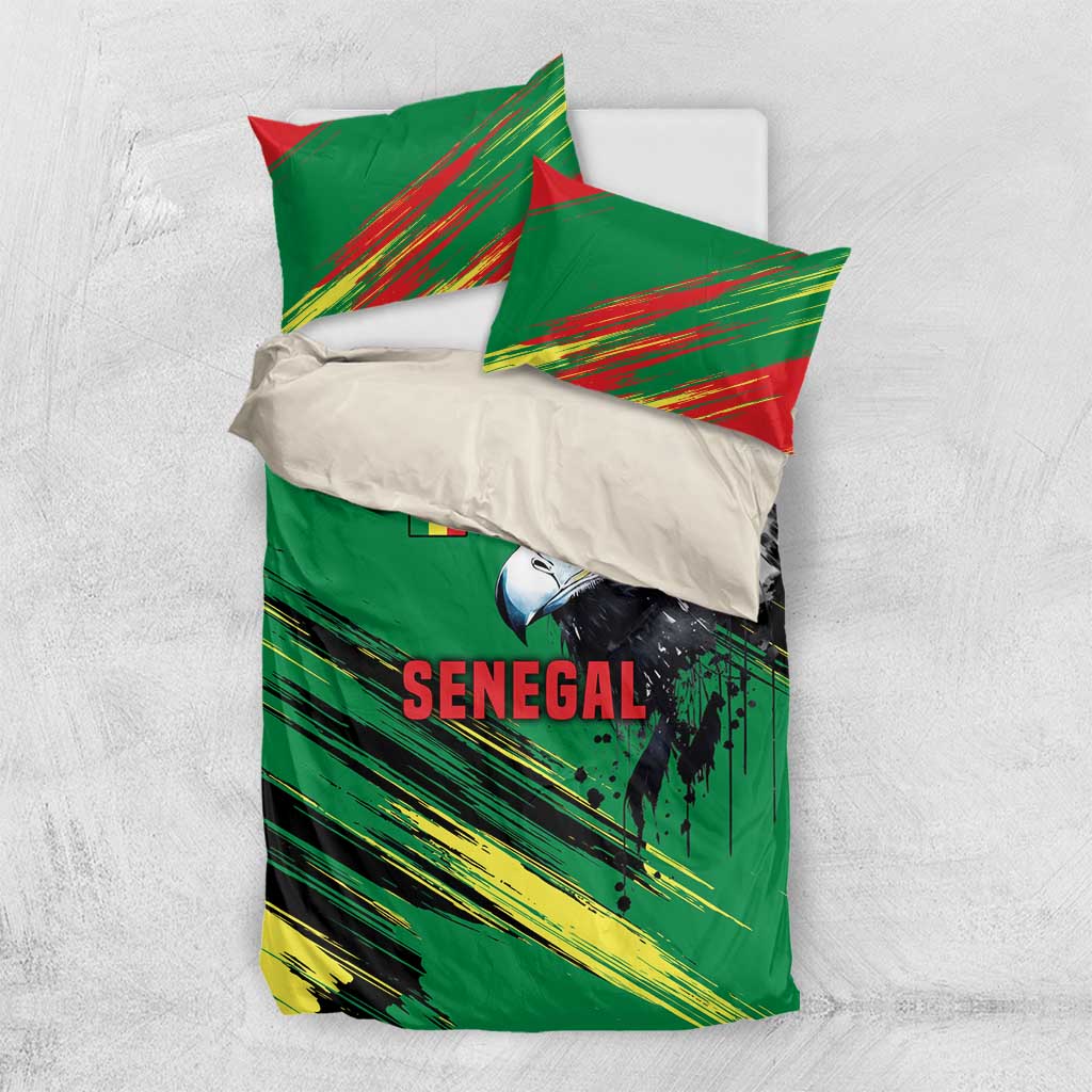 Senegal Bedding Set with Bold Eagle Graphic and Brushstroke Flag Colors Design - Wonder Print Shop