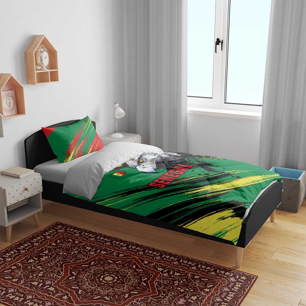 Senegal Bedding Set with Bold Eagle Graphic and Brushstroke Flag Colors Design - Wonder Print Shop