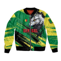 Senegal Bomber Jacket with Bold Eagle Graphic and Brushstroke Flag Colors Design - Wonder Print Shop