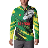 Senegal Button Sweatshirt with Bold Eagle Graphic and Brushstroke Flag Colors Design - Wonder Print Shop