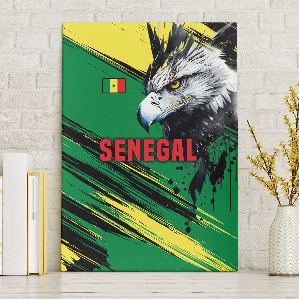 Senegal Canvas Wall Art with Bold Eagle Graphic and Brushstroke Flag Colors Design - Wonder Print Shop