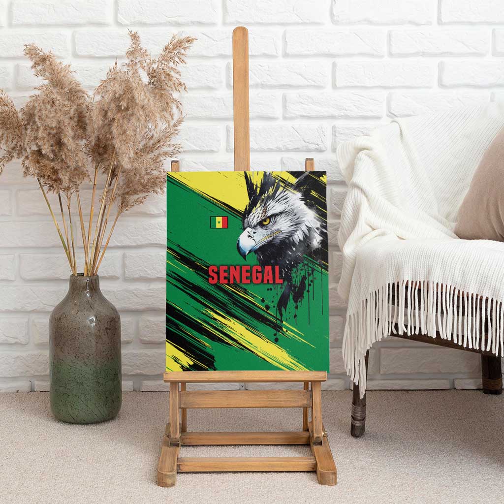 Senegal Canvas Wall Art with Bold Eagle Graphic and Brushstroke Flag Colors Design - Wonder Print Shop
