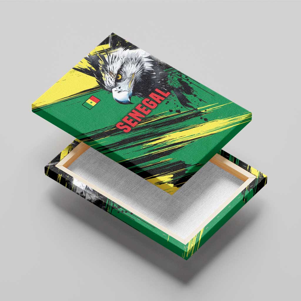 Senegal Canvas Wall Art with Bold Eagle Graphic and Brushstroke Flag Colors Design - Wonder Print Shop