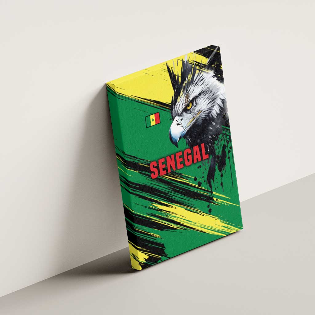 Senegal Canvas Wall Art with Bold Eagle Graphic and Brushstroke Flag Colors Design - Wonder Print Shop