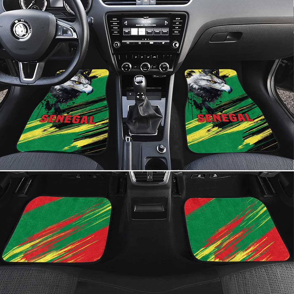 Senegal Car Mats with Bold Eagle Graphic and Brushstroke Flag Colors Design - Wonder Print Shop