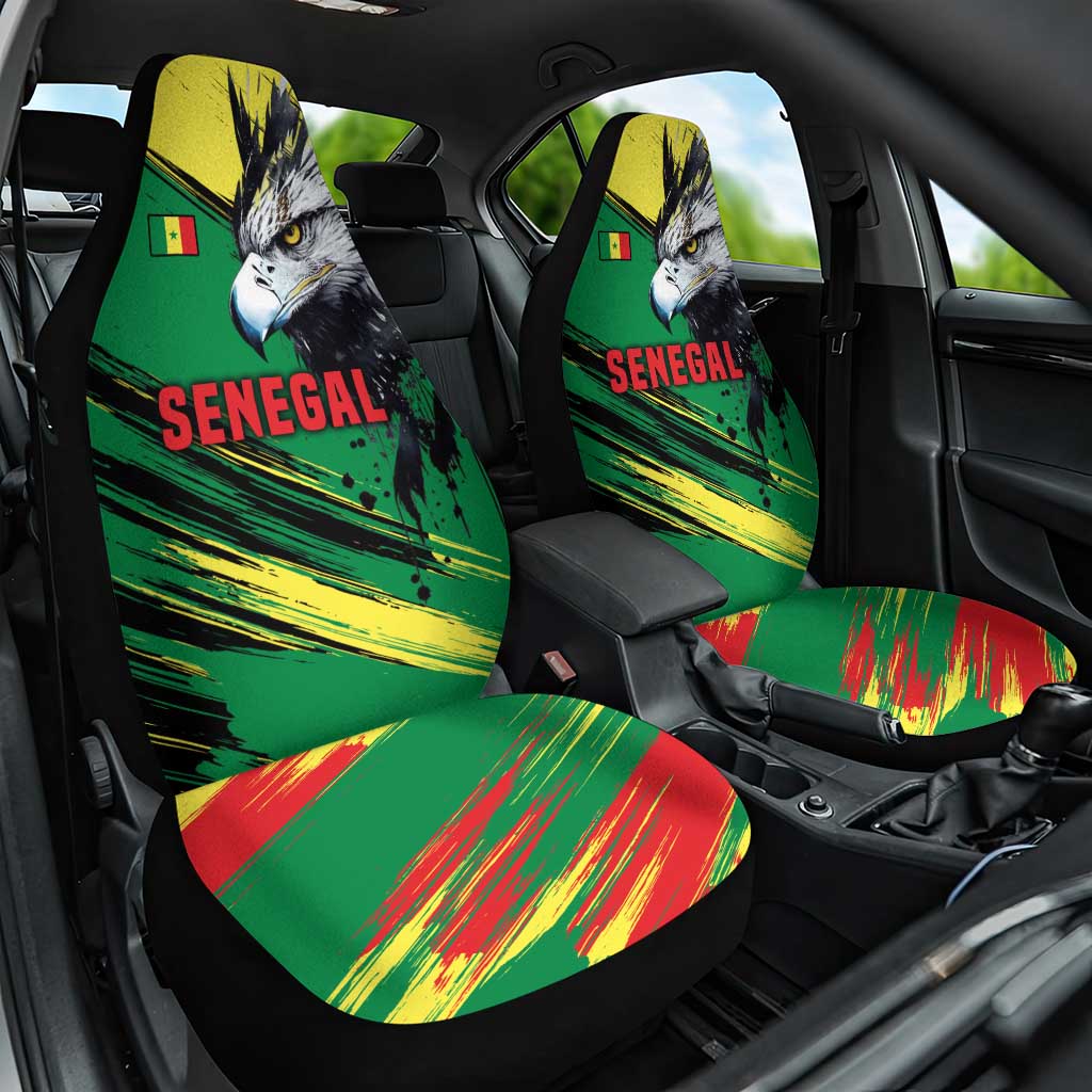 Senegal Car Seat Cover with Bold Eagle Graphic and Brushstroke Flag Colors Design - Wonder Print Shop