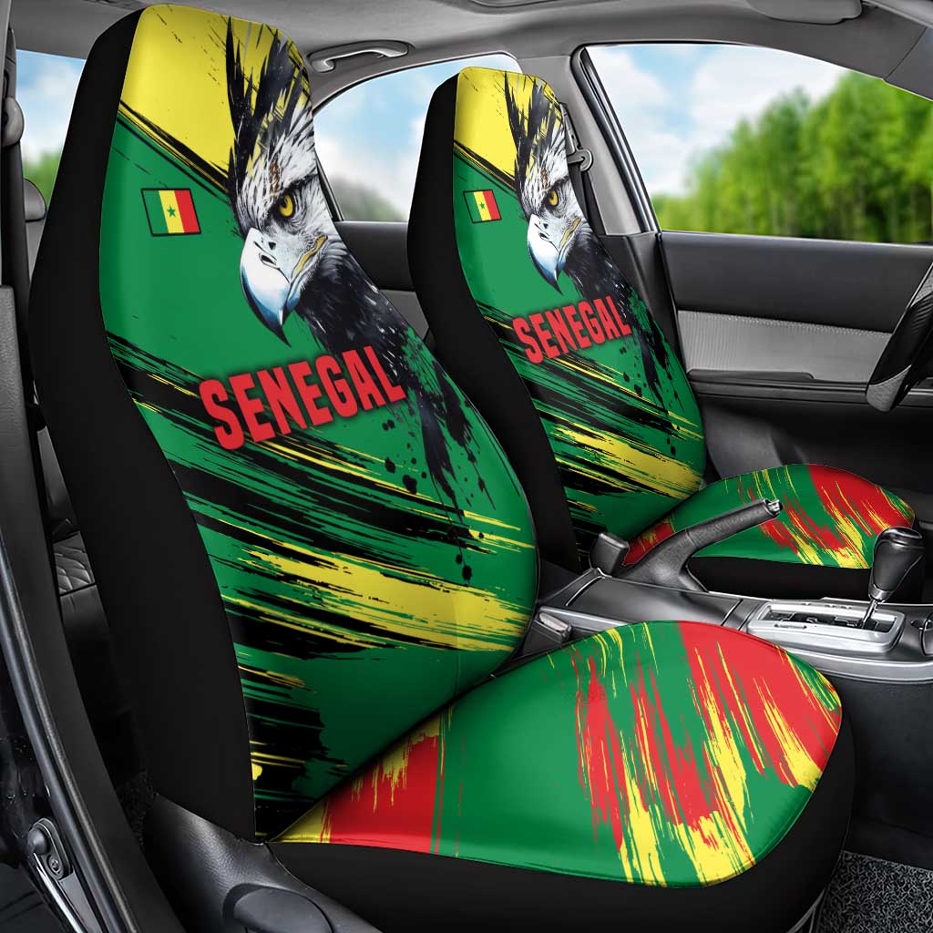 Senegal Car Seat Cover with Bold Eagle Graphic and Brushstroke Flag Colors Design - Wonder Print Shop