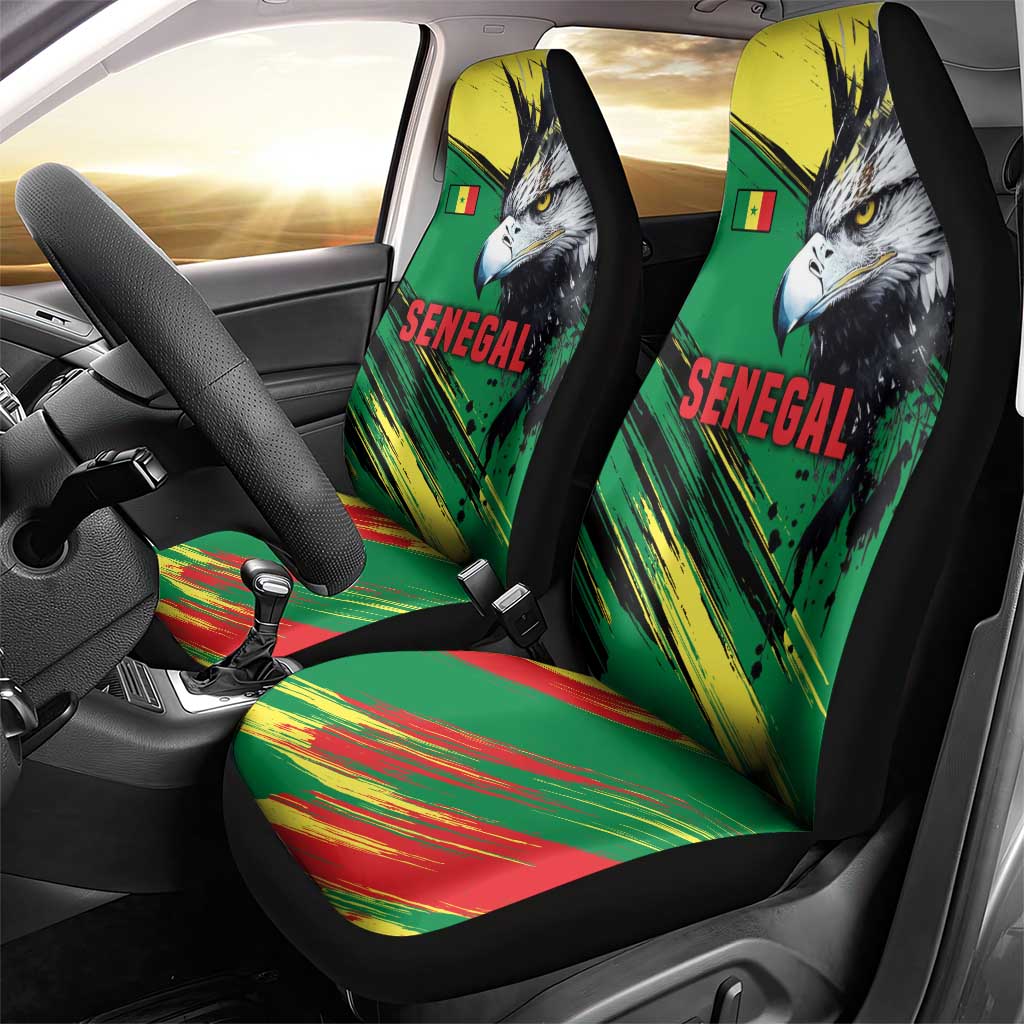 Senegal Car Seat Cover with Bold Eagle Graphic and Brushstroke Flag Colors Design - Wonder Print Shop