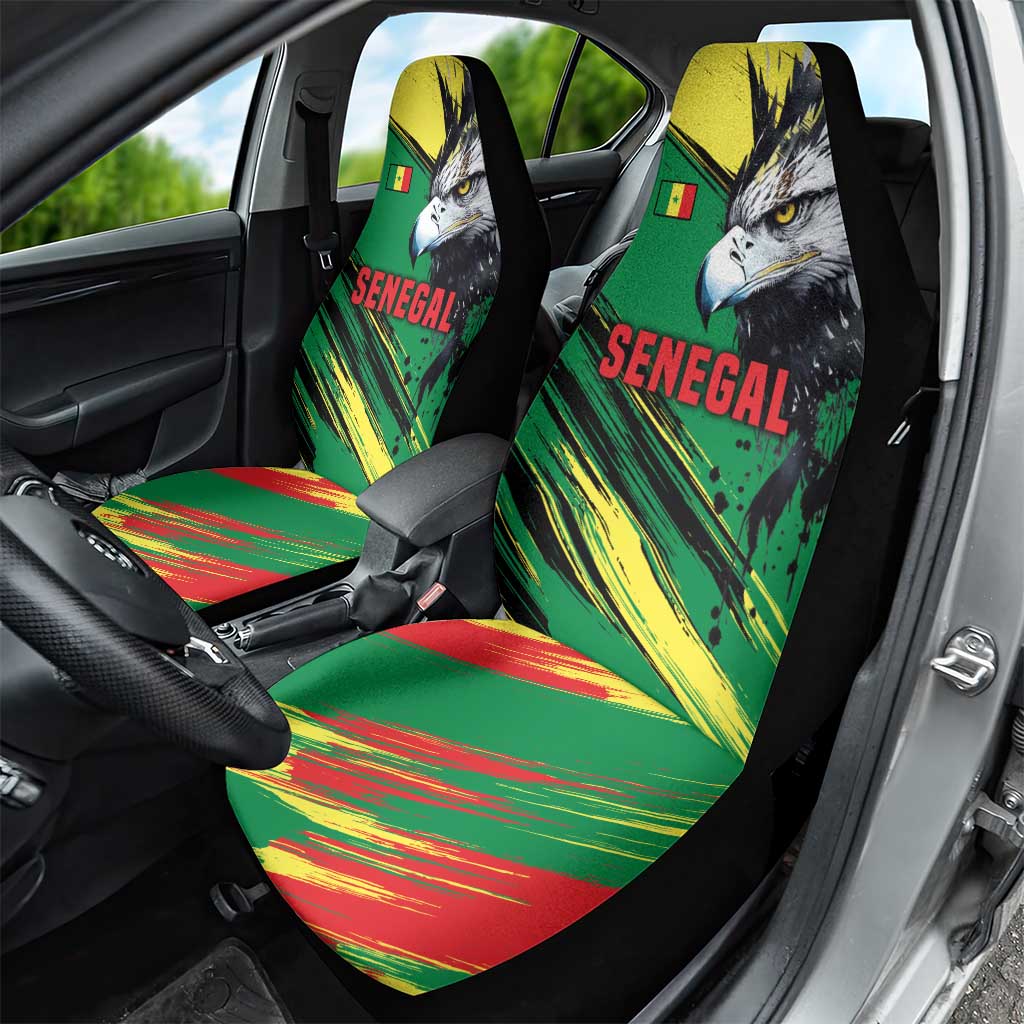 Senegal Car Seat Cover with Bold Eagle Graphic and Brushstroke Flag Colors Design - Wonder Print Shop