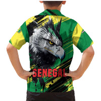 Senegal Family Matching Mermaid Dress and Hawaiian Shirt with Bold Eagle Graphic and Brushstroke Flag Colors Design - Wonder Print Shop