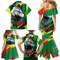 Senegal Family Matching Mermaid Dress and Hawaiian Shirt with Bold Eagle Graphic and Brushstroke Flag Colors Design - Wonder Print Shop