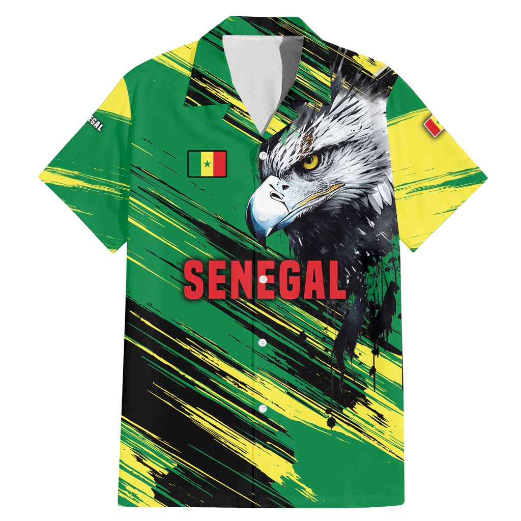 Senegal Family Matching Mermaid Dress and Hawaiian Shirt with Bold Eagle Graphic and Brushstroke Flag Colors Design - Wonder Print Shop
