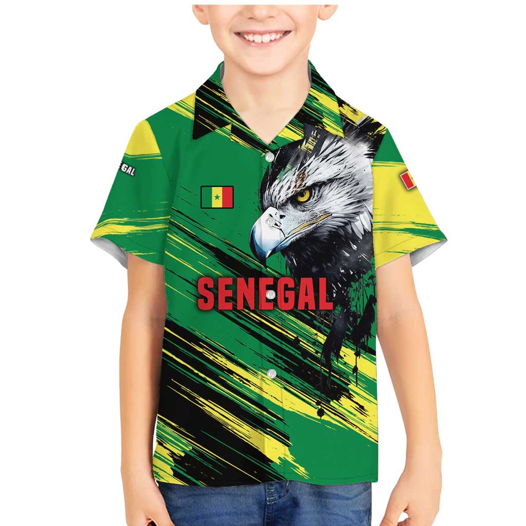 Senegal Family Matching Mermaid Dress and Hawaiian Shirt with Bold Eagle Graphic and Brushstroke Flag Colors Design - Wonder Print Shop