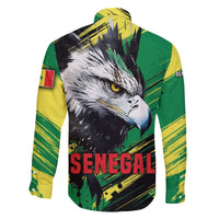 Senegal Family Matching Off The Shoulder Long Sleeve Dress and Hawaiian Shirt with Bold Eagle Graphic and Brushstroke Flag Colors Design - Wonder Print Shop
