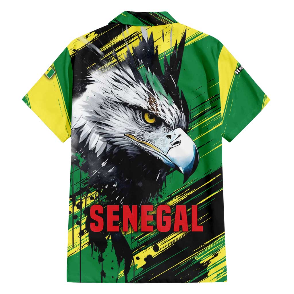 Senegal Family Matching Off Shoulder Short Dress and Hawaiian Shirt with Bold Eagle Graphic and Brushstroke Flag Colors Design - Wonder Print Shop