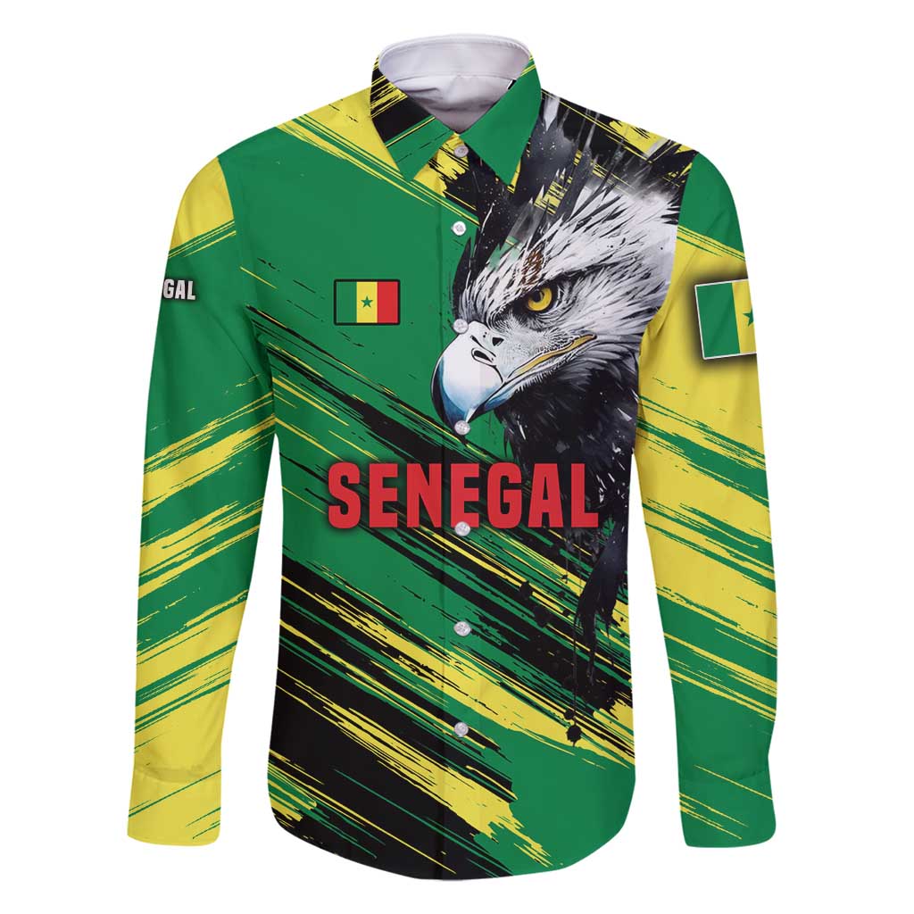 Senegal Family Matching Off Shoulder Short Dress and Hawaiian Shirt with Bold Eagle Graphic and Brushstroke Flag Colors Design - Wonder Print Shop