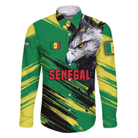 Senegal Family Matching Off Shoulder Short Dress and Hawaiian Shirt with Bold Eagle Graphic and Brushstroke Flag Colors Design - Wonder Print Shop