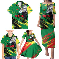 Senegal Family Matching Puletasi and Hawaiian Shirt with Bold Eagle Graphic and Brushstroke Flag Colors Design - Wonder Print Shop