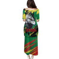 Senegal Family Matching Puletasi and Hawaiian Shirt with Bold Eagle Graphic and Brushstroke Flag Colors Design - Wonder Print Shop