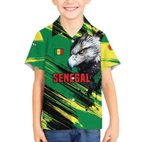 Senegal Family Matching Puletasi and Hawaiian Shirt with Bold Eagle Graphic and Brushstroke Flag Colors Design - Wonder Print Shop