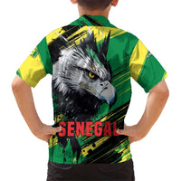 Senegal Family Matching Short Sleeve Bodycon Dress and Hawaiian Shirt with Bold Eagle Graphic and Brushstroke Flag Colors Design - Wonder Print Shop