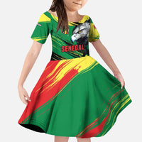 Senegal Family Matching Short Sleeve Bodycon Dress and Hawaiian Shirt with Bold Eagle Graphic and Brushstroke Flag Colors Design - Wonder Print Shop