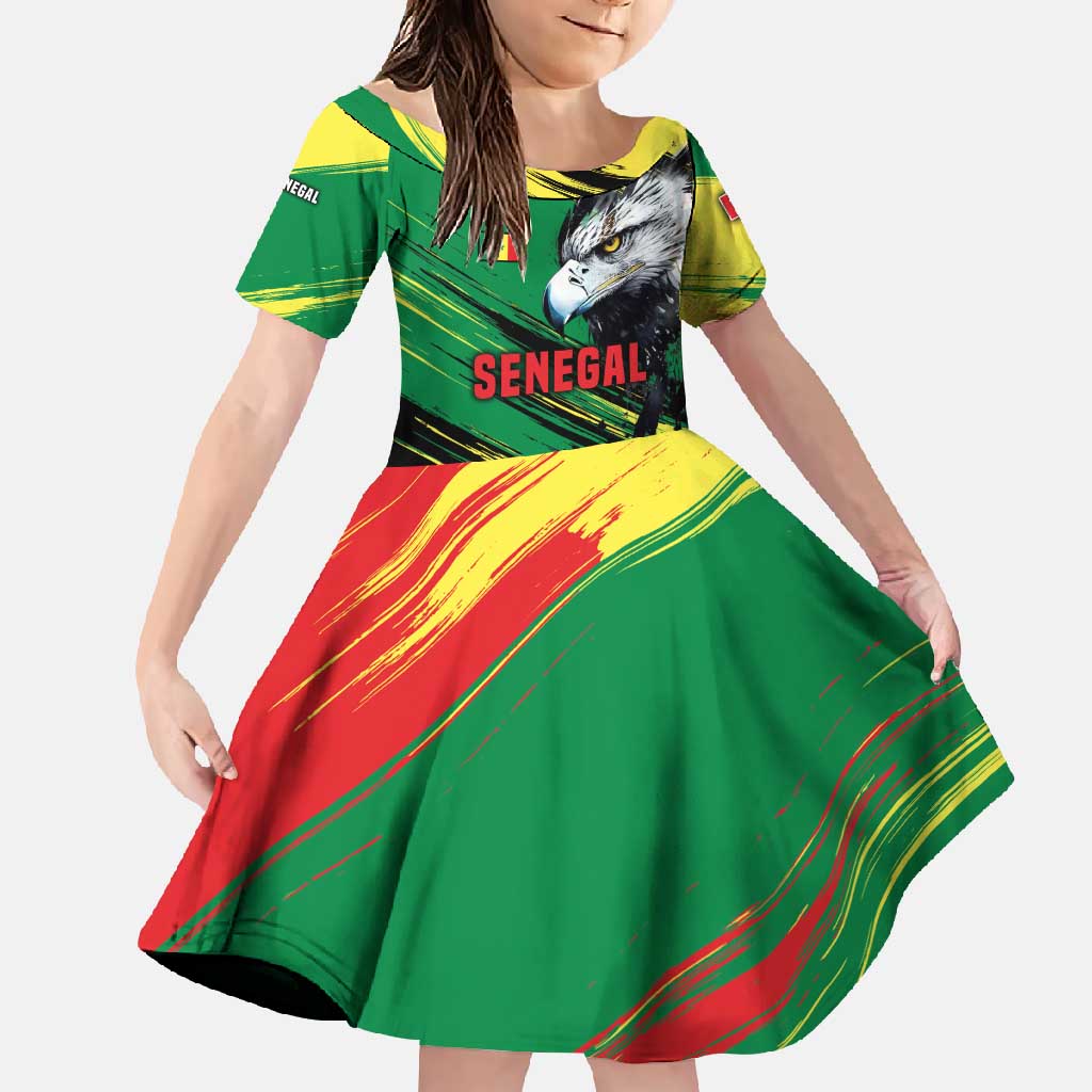 Senegal Family Matching Tank Maxi Dress and Hawaiian Shirt with Bold Eagle Graphic and Brushstroke Flag Colors Design - Wonder Print Shop