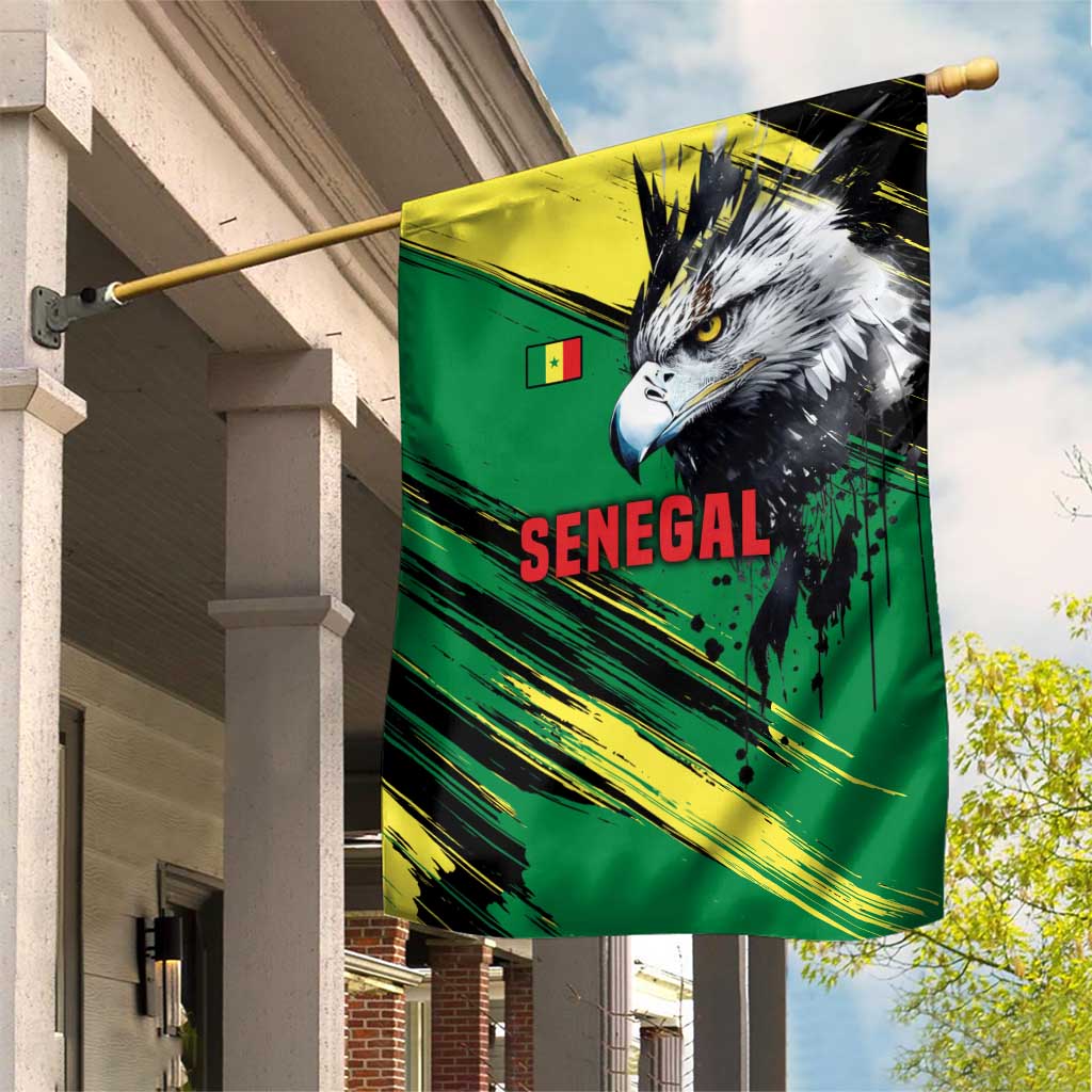 Senegal Garden Flag with Bold Eagle Graphic and Brushstroke Flag Colors Design - Wonder Print Shop