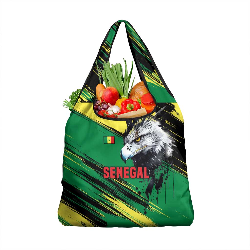 Senegal Grocery Bag with Bold Eagle Graphic and Brushstroke Flag Colors Design - Wonder Print Shop